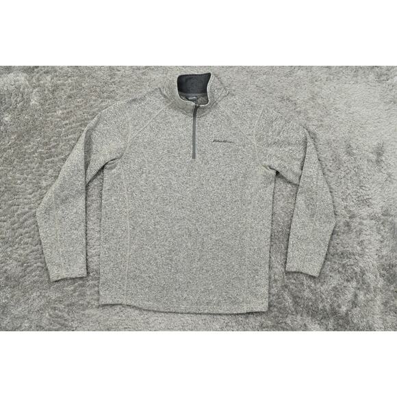 Eddie Bauer Beige Pullover Sweater, L, Polyester, Quarter Zip Fleece - Picture 3 of 7